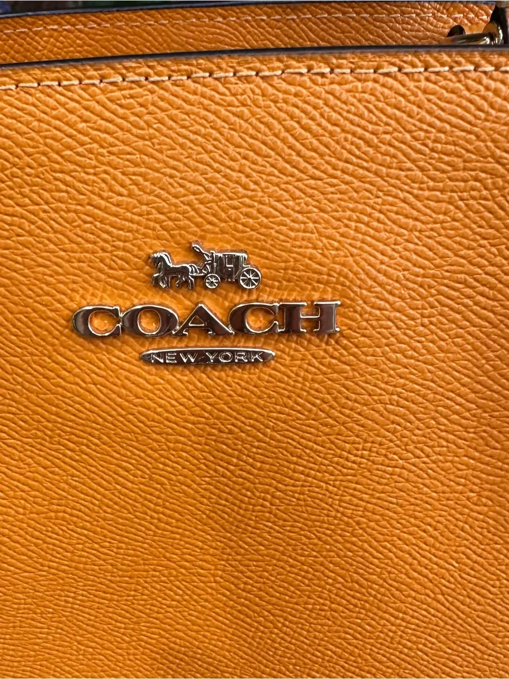 Coach Lillie Carryall Satchel Sunbeam Bright Orange Crossgrain Leather Bag EXC